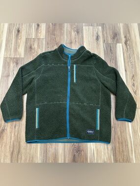 Eddie Bauer Chilali Fleece Sherpa High Pile Fleece Full Zip Jacket, Green, XXL